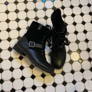 Black combat boot